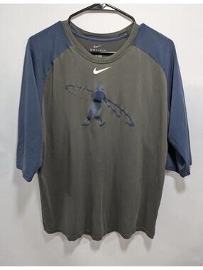 Mens Nike Ken Griffey Jr. Swingman Center Swoosh Gray Blue 3/4 Sleeve T-Shirt LG